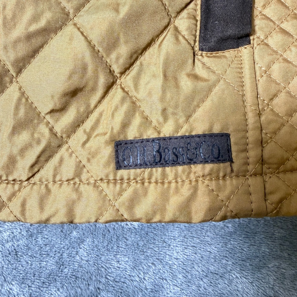 GH Bass Quilted Vest Womens 1X Tan Mustard Sherpa Collar Full Zip Puffer Vest - Picture 6 of 8